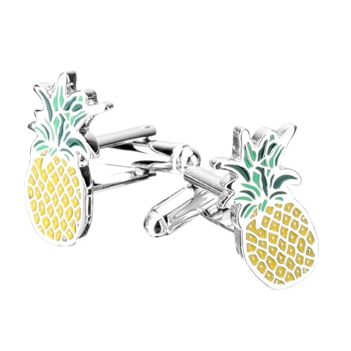 Dsnyu Manschettenknöpfe Herren Set, Manschettenknöpfe Gelb Ananas Hemd Anzug Schmuck mit Geschenkbox von Dsnyu
