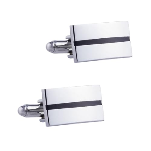 Dsnyu Manschettenknöpfe Herren Silber, Cufflinks Set for Men Schwarz Rechteck Streifen Hemd Anzug Schmuck mit Geschenkbox Dsnyu Manschettenknöpfe Herren Silber, Cufflinks Set for Men Schwarz Rechteck Streifen Hemd Anzug Schmuck mit Geschenkbox von Dsnyu