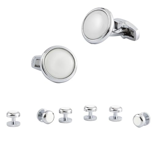 Dsnyu Manschettenknöpfe Herren Weiß, Cufflinks for Men Set Runde Form Hemd Anzug Schmuck mit Geschenkbox Dsnyu Manschettenknöpfe Herren Weiß, Cufflinks for Men Set Runde Form Hemd Anzug Schmuck mit Geschenkbox von Dsnyu