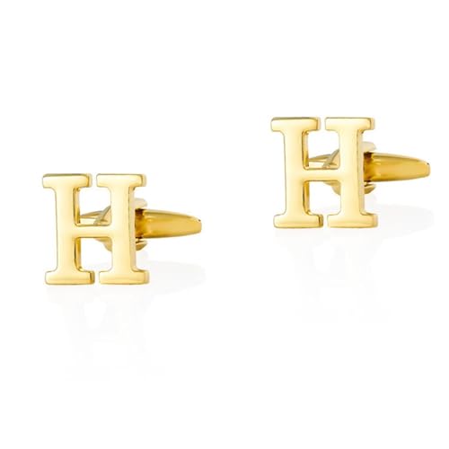 Dsnyu Manschettenknöpfe Initialen, Cufflinks Gold Buchstabe H Hemd Anzug Herren Schmuck für Geburtstag Hochzeit von Dsnyu