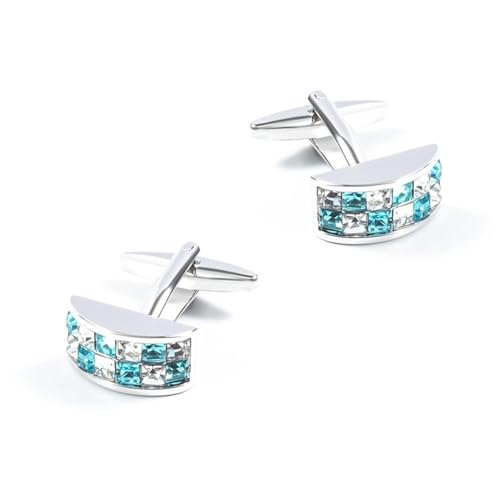 Dsnyu Manschettenknöpfe Silber, Manschettenknöpfe Edelstein Rechteck Zirkonia Quadratische Form Hemd Anzug Herren Schmuck mit Geschenkbox von Dsnyu