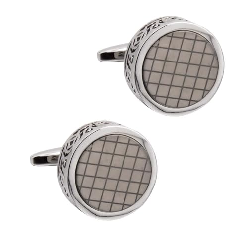 Dsnyu Manschettenknöpfe Silber, Manschettenknöpfe Herren Trauzeuge Grau Vintage Hohlmuster Hemd Anzug Schmuck mit Geschenkbox von Dsnyu