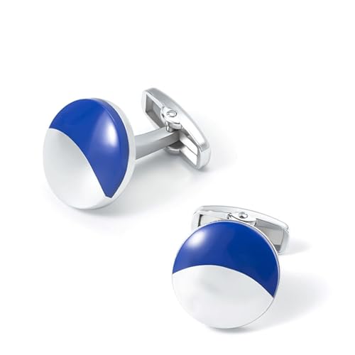 Dsnyu Manschettenknöpfe Silber Herren, Manschettenknöpfe Trauzeuge Blau Einfache Runde Hemd Anzug Schmuck mit Geschenkbox Dsnyu Manschettenknöpfe Silber Herren, Manschettenknöpfe Trauzeuge Blau Einfache Runde Hemd Anzug Schmuck mit Geschenkbox von Dsnyu