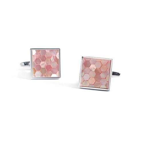 Dsnyu Manschettenknöpfe für Herren Silber, Cufflinks Shirt Quadratische Form Sechseckform Hemd Anzug Schmuck für Geburtstag Hochzeit von Dsnyu