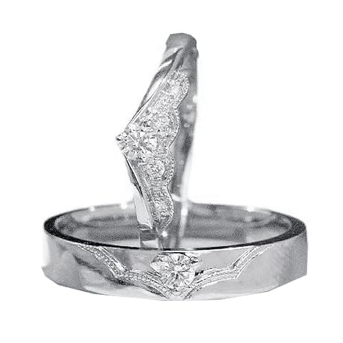 Dsnyu Paar Ringe Silber 925, Partnerringe Verstellbar Engelsflügel Zirkonia Runde Form Silber Schmuck von Dsnyu