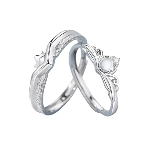 Dsnyu Paar Ringe Silber 925, Partnerringe Verstellbar Krone Zirkonia Runde Form Silber Pärchen Schmuck Dsnyu Paar Ringe Silber 925, Partnerringe Verstellbar Krone Zirkonia Runde Form Silber Pärchen Schmuck von Dsnyu