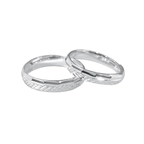 Dsnyu Paarringe für Sie und Ihn Set Silber, Hochzeit Ringe Paar 999 Sterling Silber Glänzender Geometrischer Stil Schmuck Größe Verstellbar von Dsnyu