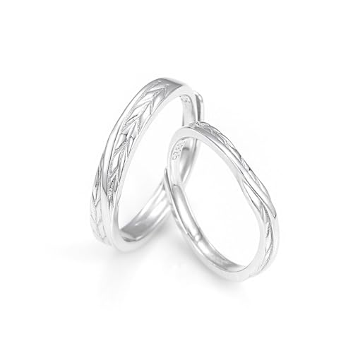 Dsnyu Pärchen Ringe 925 Silber, Hochzeit Ringe Paar Weizenähren Silber Partner Schmuck Größe Verstellbar von Dsnyu