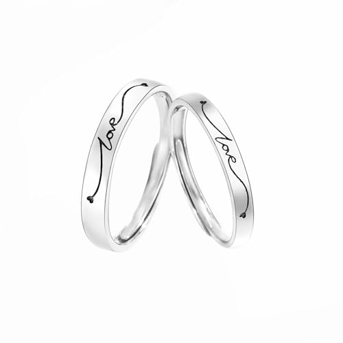 Dsnyu Pärchen Ringe 925 Silber, Partnerringe Liebe Silber Paar Schmuck Größe Verstellbar von Dsnyu