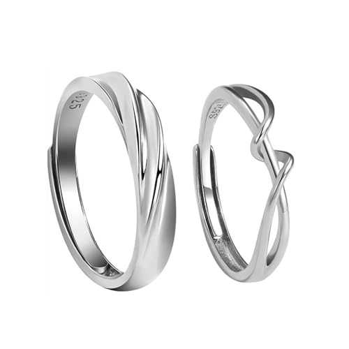 Dsnyu Pärchen Ringe 925 Silber, Partnerringe Verstellbar Möbiusband Silber Paar Schmuck Geburtstagsgeschenk von Dsnyu