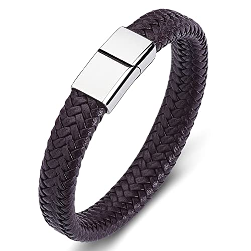 Dsnyu Partner Armband, Braun Männer Armband Pärchen mit Magnet Verschluss, 16.5CM Einfacher Stil Armbänder Vintage für Sohn von Dsnyu