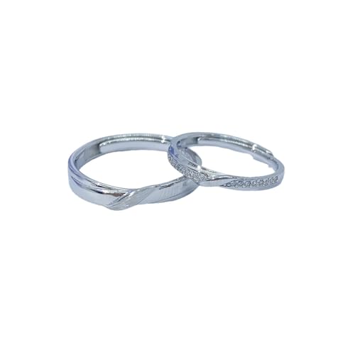Dsnyu Partner Ringe 925 Silber, Hochzeit Ringe Paar Geometrische Linien Zirkonia Runde Form Silber Schmuck Größe Verstellbar von Dsnyu