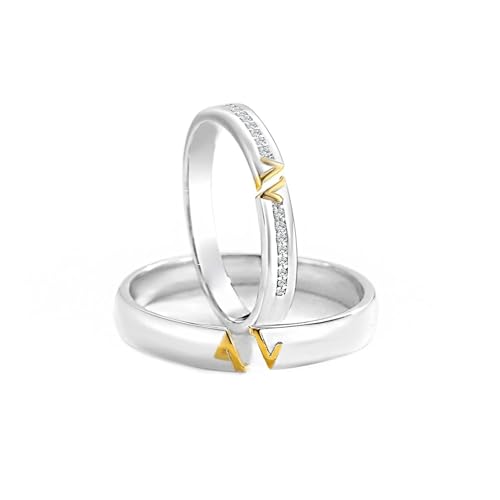 Dsnyu Partner Ringe 925 Silber, Partnerringe Eleganter Stil Silber Gold Schmuck Größe Verstellbar von Dsnyu
