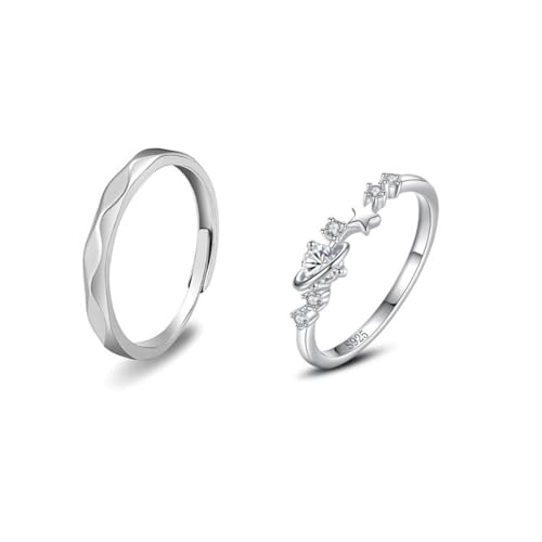 Dsnyu Partner Ringe 925 Sterling Silber, Partnerringe Verstellbar Stern-Möbius-Streifen Zirkonia Runde Form Silber Schmuck Dsnyu Partner Ringe 925 Sterling Silber, Partnerringe Verstellbar Stern-Möbius-Streifen Zirkonia Runde Form Silber Schmuck von Dsnyu