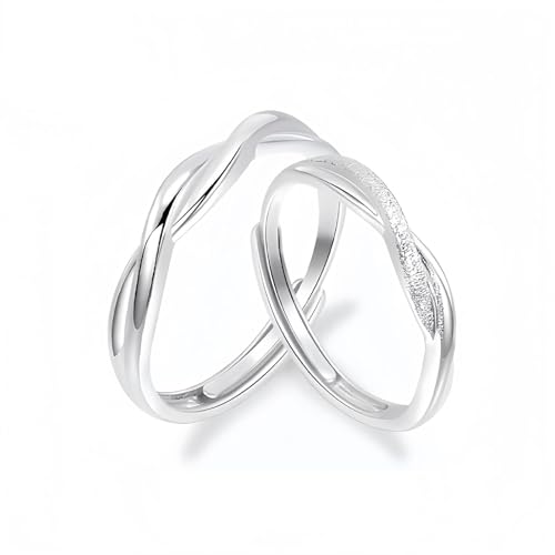 Dsnyu Partnerringe 925 Silber, Paarringe für Sie und Ihn Möbiusband Zirkonia Runde Form Silber Schmuck Größe Verstellbar von Dsnyu