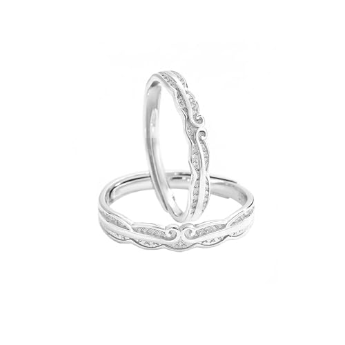 Dsnyu Partnerringe 925 Silber, Partnerringe Vintage Bandstraffungszauber Silber Schmuck Größe Verstellbar von Dsnyu