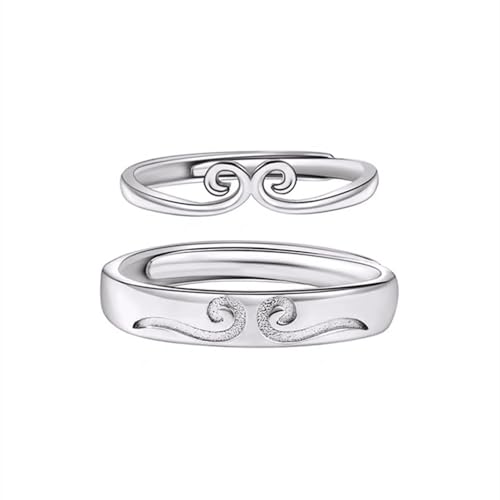 Dsnyu Partnerringe 925 Silber, Ringe für Paare Set Verlobung Bandstraffungszauber Silber Schmuck Größe Verstellbar von Dsnyu