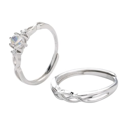 Dsnyu Partnerringe 925 Silber, Verlobungsring Paar Verstellbar Möbiusband Zirkonia Runde Form Silber Schmuck von Dsnyu
