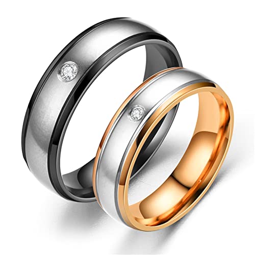 Dsnyu Partnerringe Edelstahl Rosegold, Zirkonia Ringe Frauen Freundschaft, GR.62 (19.7) Verlobungsring Vintage Freundschaftsgeschenk von Dsnyu