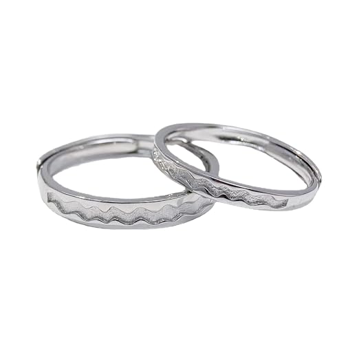 Dsnyu Partnerringe Silber 925, Paar Ringe Unregelmäßige Wellen Silber Pärchen Schmuck Größe Verstellbar von Dsnyu