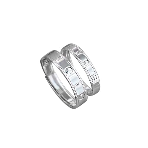 Dsnyu Partnerringe Silber 925, Paar Ringe Verlobung Einfache Geometrische Muster Silber Schmuck Größe Verstellbar von Dsnyu