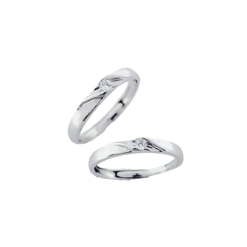Dsnyu Partnerringe Silber 925, Paarringe für Sie und Ihn Set Eleganter Style mit Zirkonia Silber Schmuck Größe Verstellbar von Dsnyu
