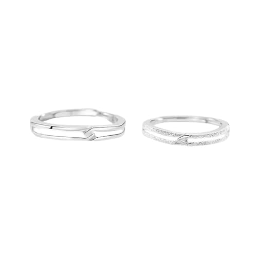 Dsnyu Partnerringe Silber 925, Pärchen Ringe Verstellbar Knoten Zirkonia Runde Form Silber Schmuck von Dsnyu