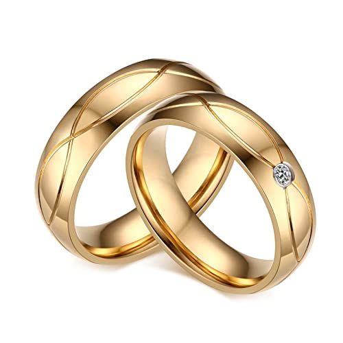 Dsnyu Partnerringe Verlobung, Edelstahlringe Partnerring Silber 5MM Breite Runden Zirkonia Poliert Paarpreis Trauringe Gold BreitDamen Gr. 57 (18.1) & Herren Gr. 67 (21.3) von Dsnyu