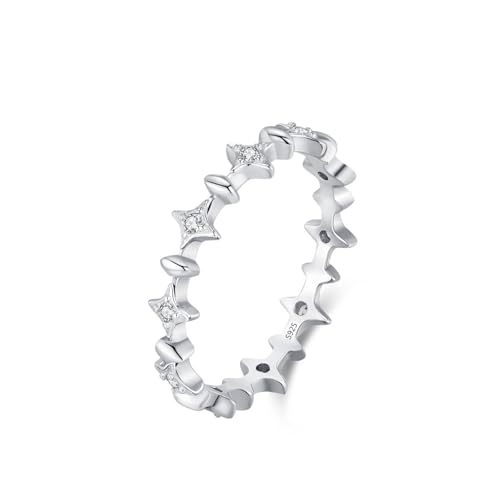 Dsnyu Promise Ring Silber 925, Ehering Frau Stern Zirkonia Runde Form Silber Schmuck Größe 60 (19.1) von Dsnyu