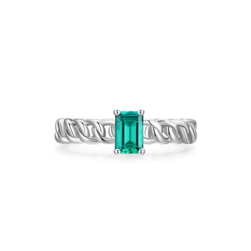Dsnyu Promise Ring Silber 925, Eheringe Frau Kettenschmuck mit Rechteckigem Zirkon Silber Größe 60 (19.1) von Dsnyu