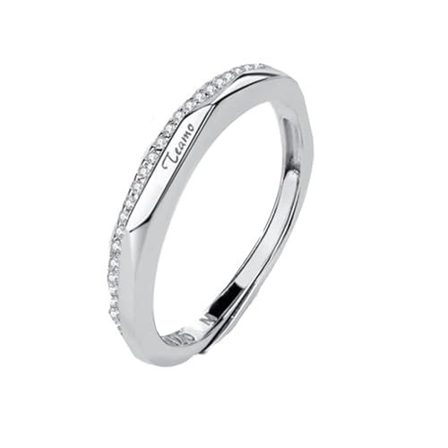Dsnyu Promise Ring Silber 925, Eheringe Verstellbar Polieren des Einfachen Stils Zirkonia Runde Form Silber Schmuck von Dsnyu