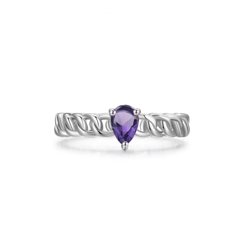 Dsnyu Promise Ring Silber 925, Eheringe für Frauen Kettenschmuck mit Tropfenförmigem Zirkon Silber Größe 52 (16.6) von Dsnyu
