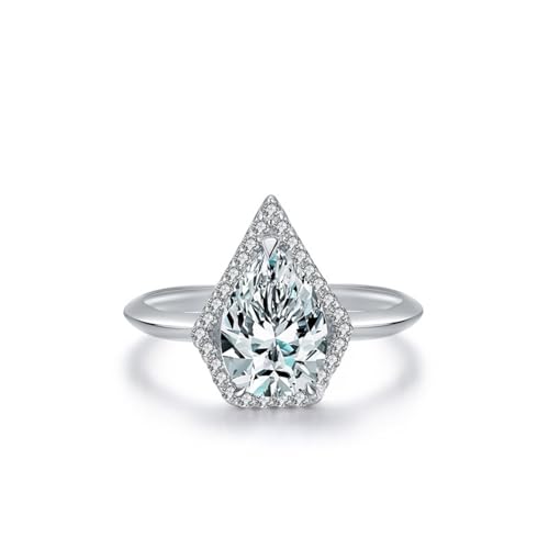 Dsnyu Promise Ring Silber 925, Eheringe für Frauen Tropfenförmiger Heiligenschein Zirkonia Birnenform Silber Schmuck Größe 60 (19.1) von Dsnyu