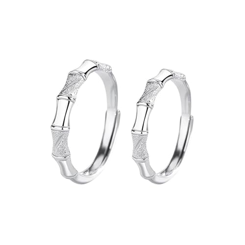 Dsnyu Promise Ring Verstellbar, Sterling Silber Ringe Herren 925 Bambusform Silber Paar Partner Schmuck für Ihn von Dsnyu