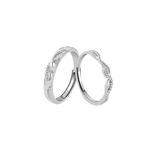 Dsnyu Promise Ring Verstellbar, Sterling Silber Ringe Herren S925 Schlange Silber Paar Partner Schmuck für Ihn von Dsnyu