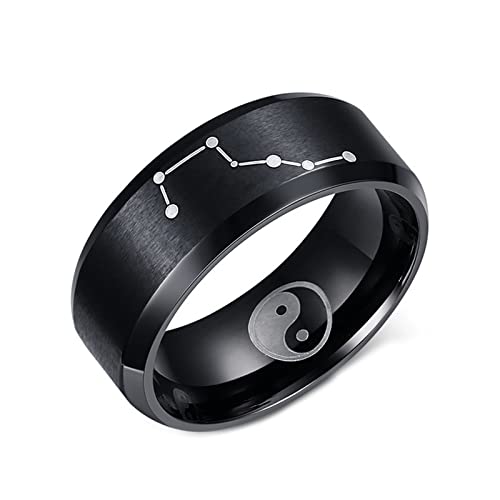 Dsnyu Promise Rings Yin und Yang, Gebürstet 8MM Schwarz Herren Verlobungsring Edelstahl 70 (22.3) von Dsnyu