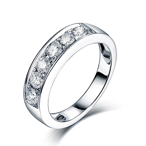 Dsnyu Ring Gold 18K, Vintage Ring Men Kanal Labor Geschaffener Diamant 0.65ct Runde Form Trauringe Größe 65 (20.7) 750 Weißgold von Dsnyu