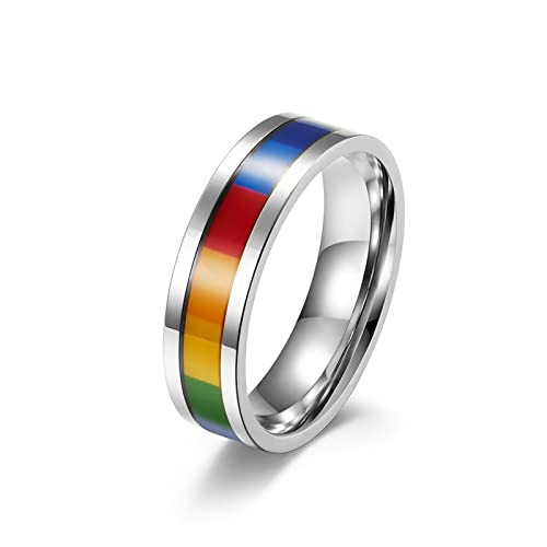 Dsnyu Ring Herren, Silber Gay Ringe, Einfach Herrenringe Edelstahl Klassik Schmuck GR.62 (19.7) von Dsnyu