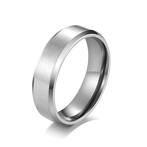 Dsnyu Ring Herren, Silber Versprechen Ring, Matt Gebürstet Ringe Edelstahl für Verlobung GR.65 (20.7) von Dsnyu