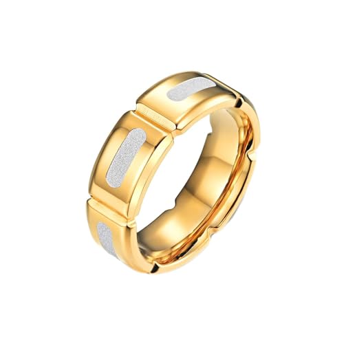 Dsnyu Ring Männer, Verlobungsring Gold Matt Schmuck 8mm Breit Edelstahl Größe 65 (20.7) Cool Jahrestag Geschenk von Dsnyu