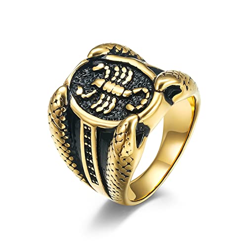 Dsnyu Ring Paar, Gold Siegelring, Skorpion Ring Edelstahl Klassik Schmuck GR.67 (21.3) von Dsnyu