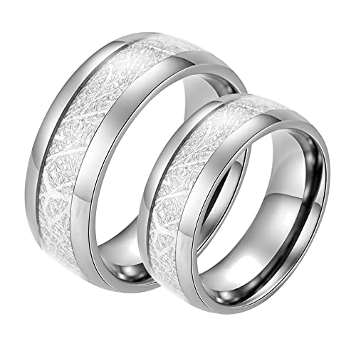 Dsnyu Ring Paare, Dekoratives Muster Ringe Verlobung 8MM, Edelstahl Silber Ringe für Herren und Damen Schmuck Hochzeit Damen GR. 57 (18.1) + Herren GR. 60 (19.1) von Dsnyu