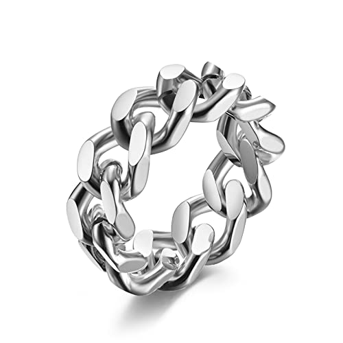 Dsnyu Ring Paare, Silber Kette Ringe Drehbarer, Klassisch Edelstahl Ringe Herren Party Schmuck Größe 49 (15.6) von Dsnyu