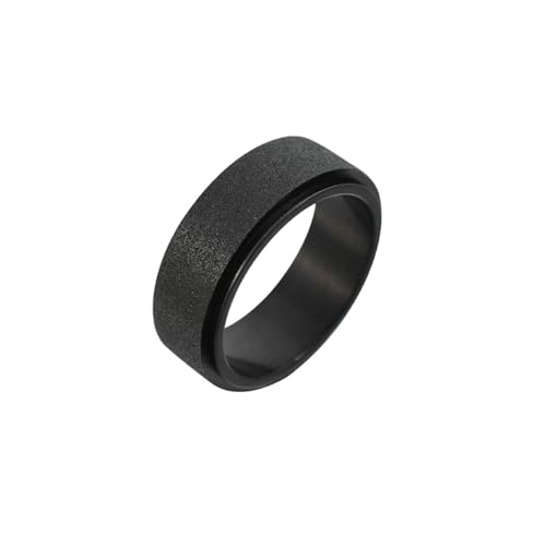 Dsnyu Ring Schwarz, Titan Ring Herren Drehbar Schmuck 8mm Breit Größe 57 (18.1) Komfort Fit mit Box von Dsnyu