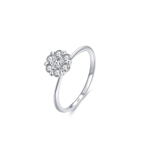 Dsnyu Ringe Frauen 925 Silber, Hochzeitsringe Blütenstand Zirkonia Runde Form Silber Schmuck Größe 60 (19.1) von Dsnyu