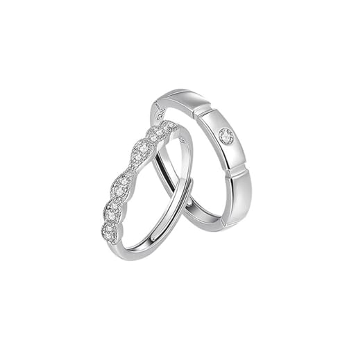 Dsnyu Ringe Frauen 925 Silber, Hochzeitsringe Heiligen Zirkonia Runde Form Silber Schmuck Größe Verstellbar von Dsnyu