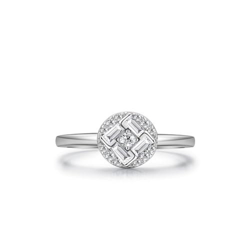 Dsnyu Ringe Frauen 925 Silber, Trauringe Geometrie-Cluster-Set Zirkonia Runde Form Silber Schmuck Größe 52 (16.6) von Dsnyu