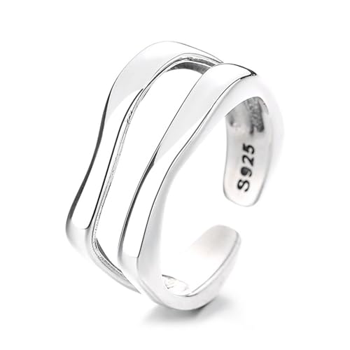 Dsnyu Ringe Frauen 925 Silber, Verlobungsring Vintage Geometrisch Einstellbar Silber Schmuck Geburtstagsgeschenk von Dsnyu