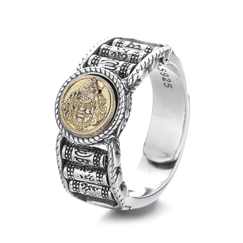 Dsnyu Ringe Frauen 925 Silber, Wedding Ring Breit Vintage Drehbar Silber Schmuck Größe Verstellbar von Dsnyu