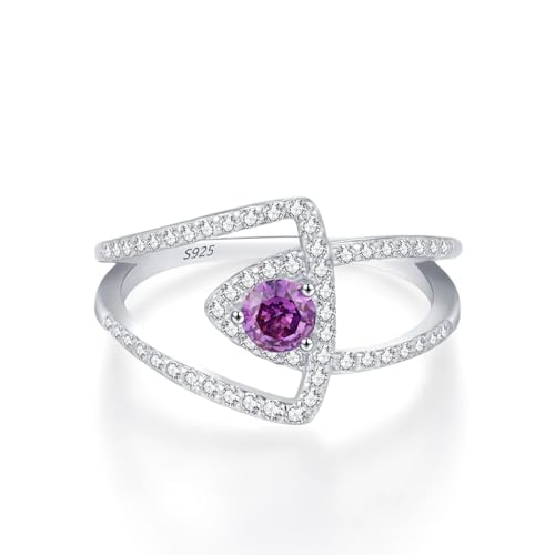 Dsnyu Ringe Frauen 925 Silber, Wedding Ring Verschachtelte Linien und Augen Zirkonia Runde Form Silber Schmuck Größe 52 (16.6) von Dsnyu